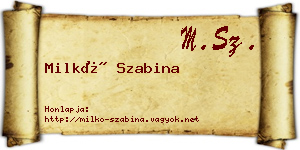 Milkó Szabina névjegykártya